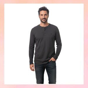 Timberland Men's Slim Fit Henley Long Sleeve Shirt Grey XL